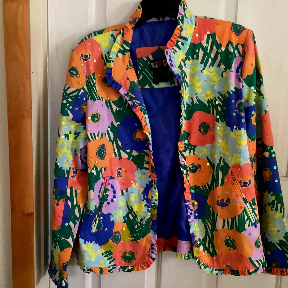NWT Multicolored jacket with sequins Redd  jeans washable size 8